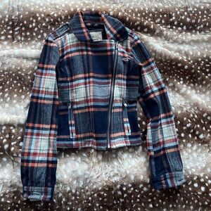 Hollister plaid zip up jacket